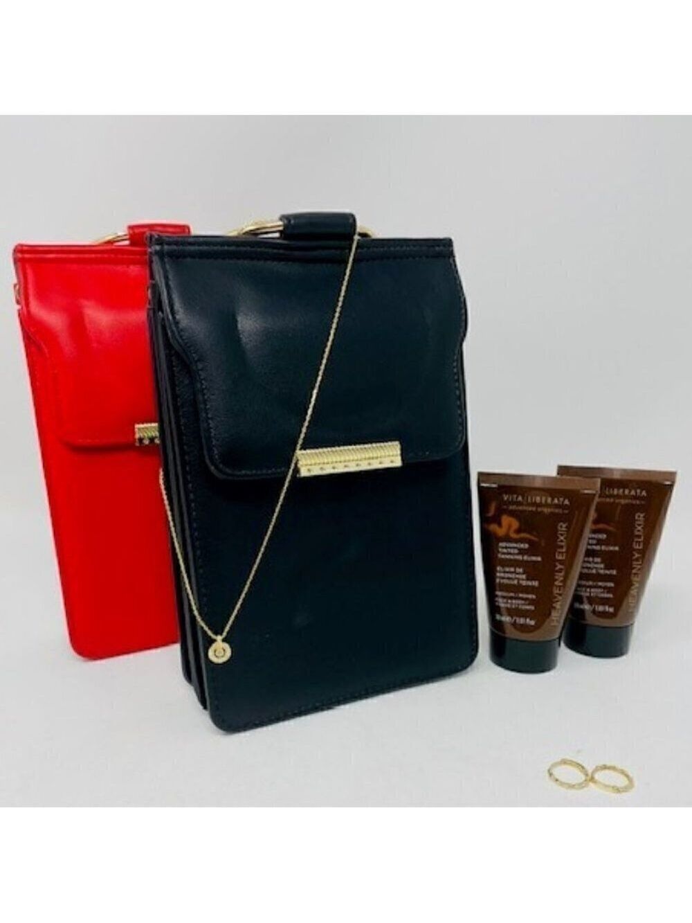 6 piece set- 2 handbags, necklace, earrings and 2 Vita Liberata Tanning Elixir - Picture 3 of 3